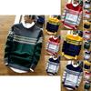 Slim Knit Men Color Block Sweater Crew Neck Jumper Top Winter Pullover Knitwear