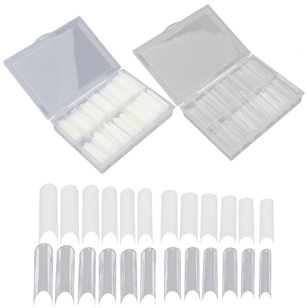 240pcs False Nail Tip Extra Long Clear Fake Artificial Nail Tips for Home Salon