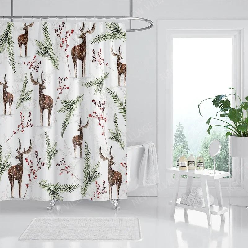 Household Waterproof Fabric Home Shower Curtain Accessories 90x180 Shower Curtain 240 * 200 Christmas Peripheral Shower Curtain