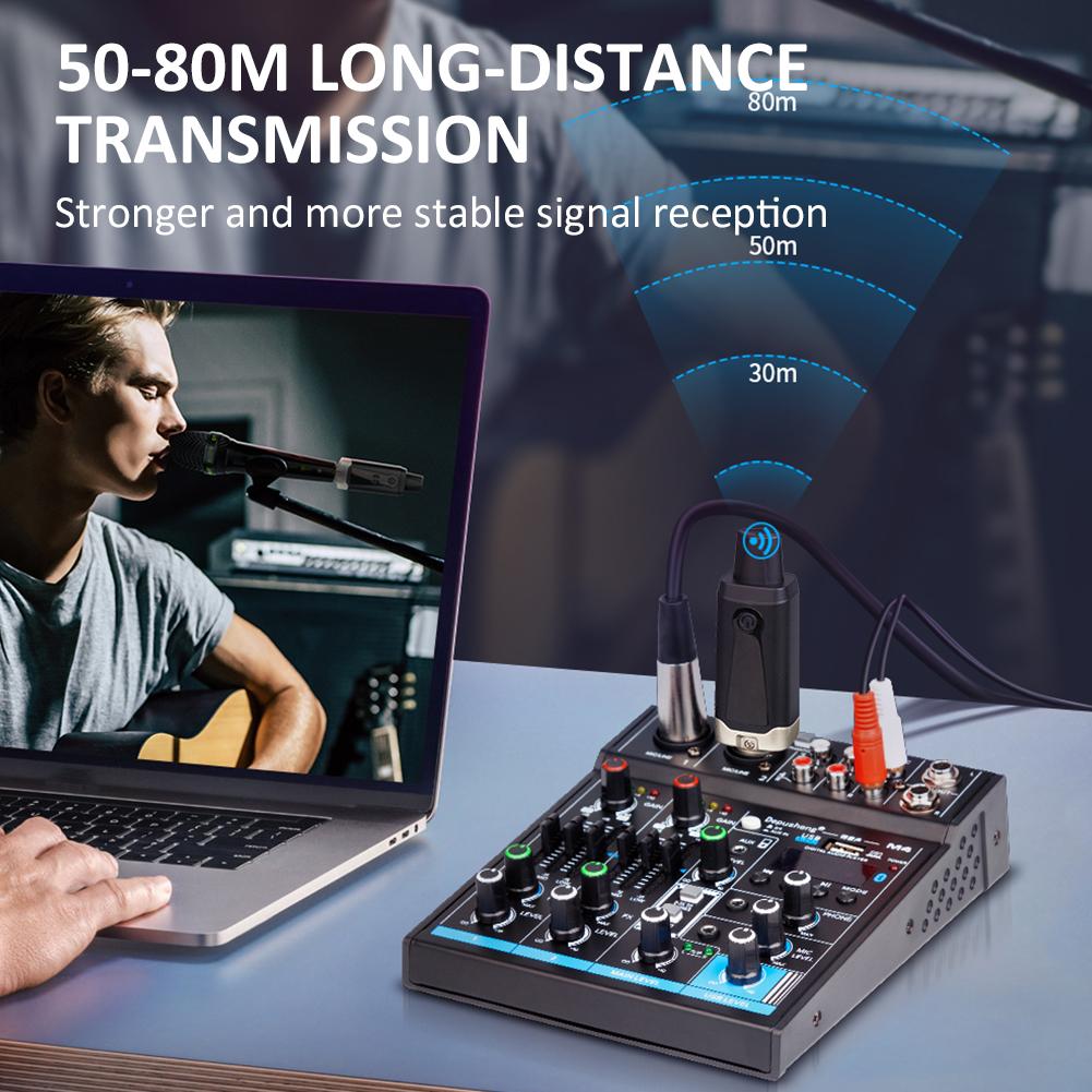 UHF Microphone Wireless Transmitter Receiver 500-980MHz Mic Converter Adapter 1000mAh Type-C Rechargeable for Musical Instrument