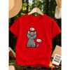 Kids Crewneck Short Sleeve T-Shirt, Cute Cat Print Casual Tee for Spring Summer