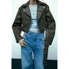 Spring & Fall New Arrival Motorcycle Leather Coat Fashion Lapel Loose Short Poly Urethane Leather Jacket Outwear 4341826