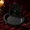 Dark Niche Desk Decor Church Carving Design Storage Box, Matte Black Desktop Organizer for Rings Incense Tray Bracelets Goth Decor, Gothic Style