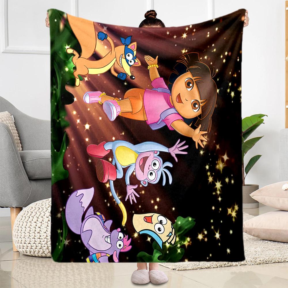 Dora Explorer Blanket Soft & Cozy Perfect for Seaside Bed Sofa All-Season Use Digital Print Birthday Christmas Gift Blanket