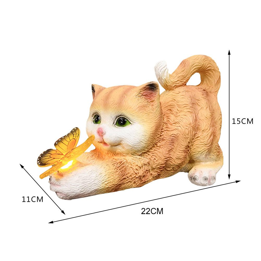 Cat Solar Garden Statue Solar Garden Statue Cat Housewarming Gift Outdoor Decoration with Cat Holding Butterfly for Mom Grandma