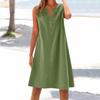 Women's cotton and linen dress summer sleeveless comfortable travel beach dress fashionable spring and summer vacation wear