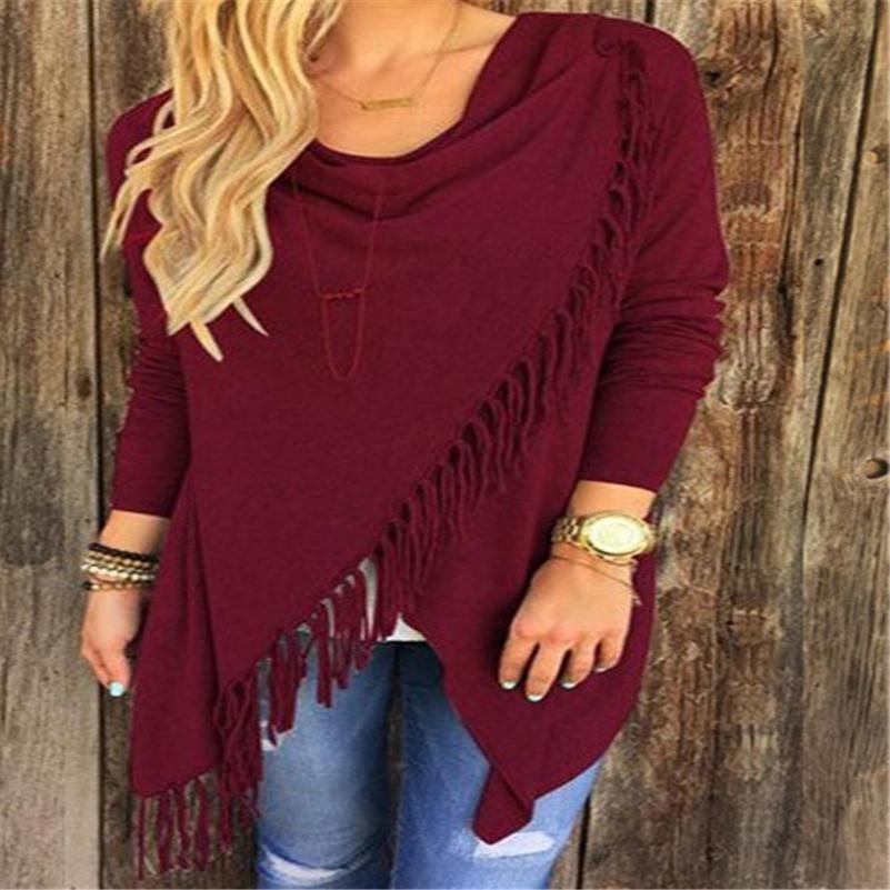 Elegant Women's Irregular Tassel Cardigan Sweater Poncho Shawl With Classic Design
