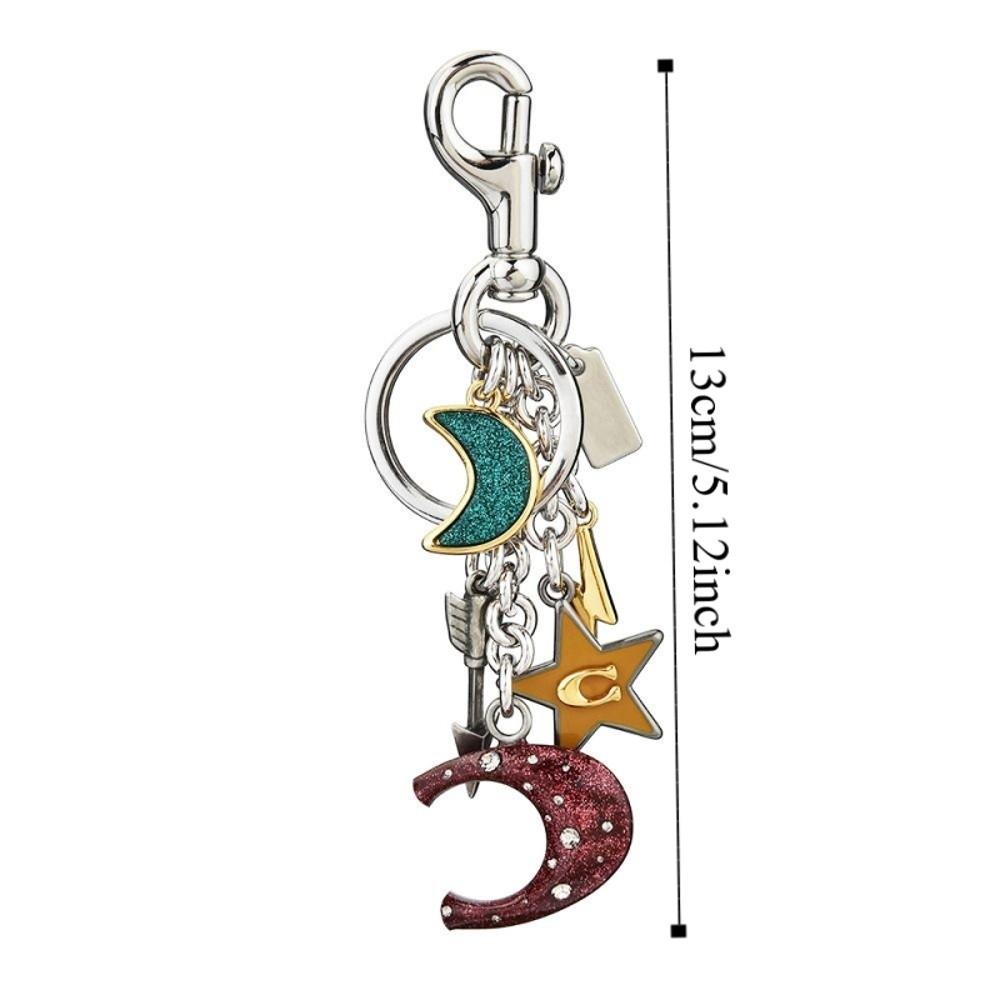 Flower Design Zinc Zinc Alloy Moon Stars Keyring Zinc Zinc Alloy Moon Stars Bags Pendant  Women Accessories