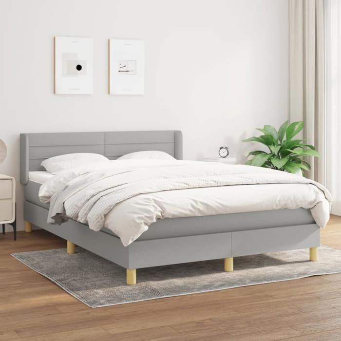 Maison Exclusive - Sommier à lattes de lit avec matelas Gris clair 140x190cm Tissu