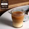 Large Capacity Glass Cup with Lid and Straw - Vertical Stripe Design for Juice, Coffee, or Water