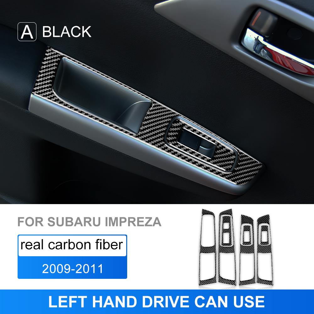 Real Soft Carbon Fiber Car Sticker For Subaru Impreza 2009 2010 2011 LHD RHD Door Window Switch Button Cover Panel Accessories