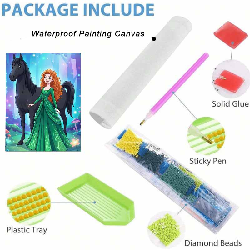 Disney Diamond Painting Kit Princess and Black Horse Style Home Decor Craft Perfect Gift Idea Diamond Art