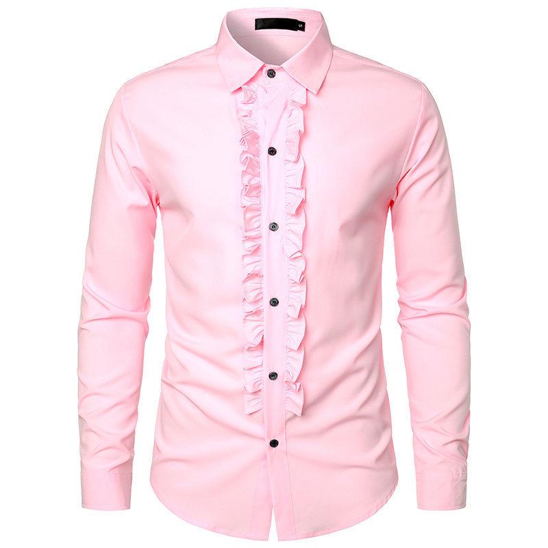 Men's Shirt Long Sleeve Autumn and Winter Solid Color European Size Men's Wedding Dress Long Sleeve Shirt Performance Dress