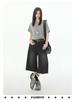 Women's American Retro High Waist Seven-Point Denim Shorts - Spring/Summer 2026, Slimming Wide-Leg Mid-Length Design.