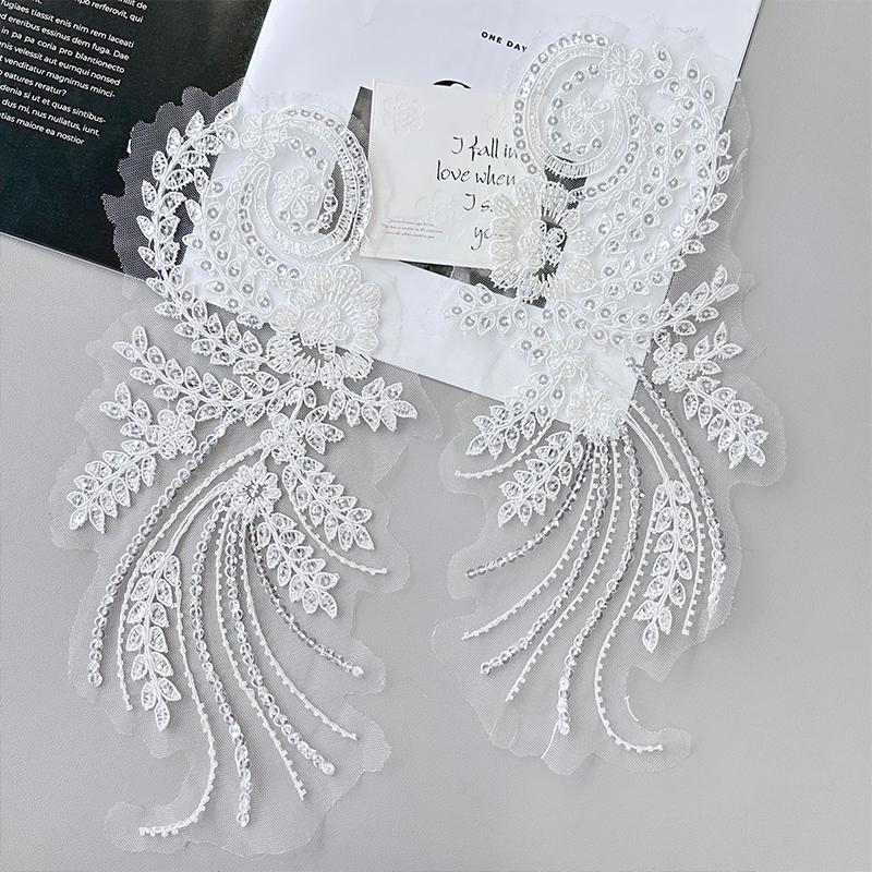1Pair Gold Black Hand-Sewn Glass Drill Mirror Flowers Sparkling Rhinestone Coats Waistbands Shoulders Wedding Dress Diy Patch