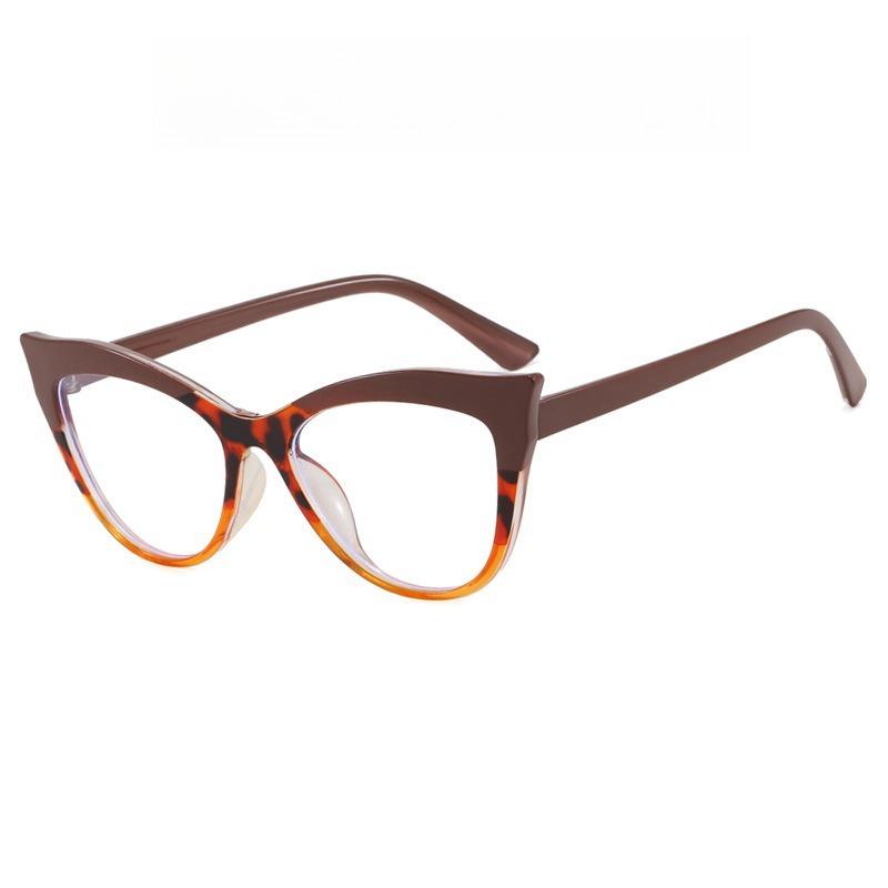 Stylish Color-Block Cat-Eye Frames Anti-Blue Light Non-Prescription Glasses Classic Cycling and Driving Eyewear for Women