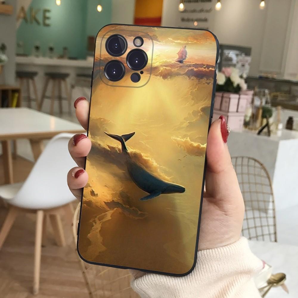 Whale Phone Case Silicone Soft for iphone 16 15 14 13 12 11 Pro Mini XS MAX Plus X Cover
