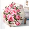 Rose Bouquet Automatic Folding Umbrella  Simple Eight Rib Design, Bright Color Pattern, Durable Iron Frame, Ideal for Travel and Outdoor, Be