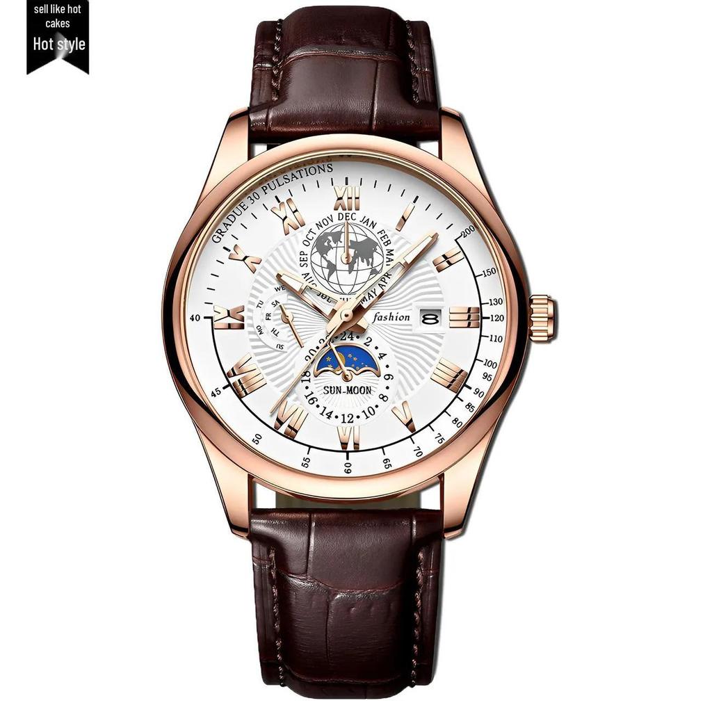 Orologio da Polso al Quarzo da Uomo Elegante: Design Moderno con Calendario, Funzioni Luminose e Precisione Meccanica per una Sofisticatezza Giovanile