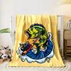 Cartoon Fish with Fishing Rod Graphic Blanket Flannel Blanket for Bedroom, Living Room, Sofa, and Nap Sofas.