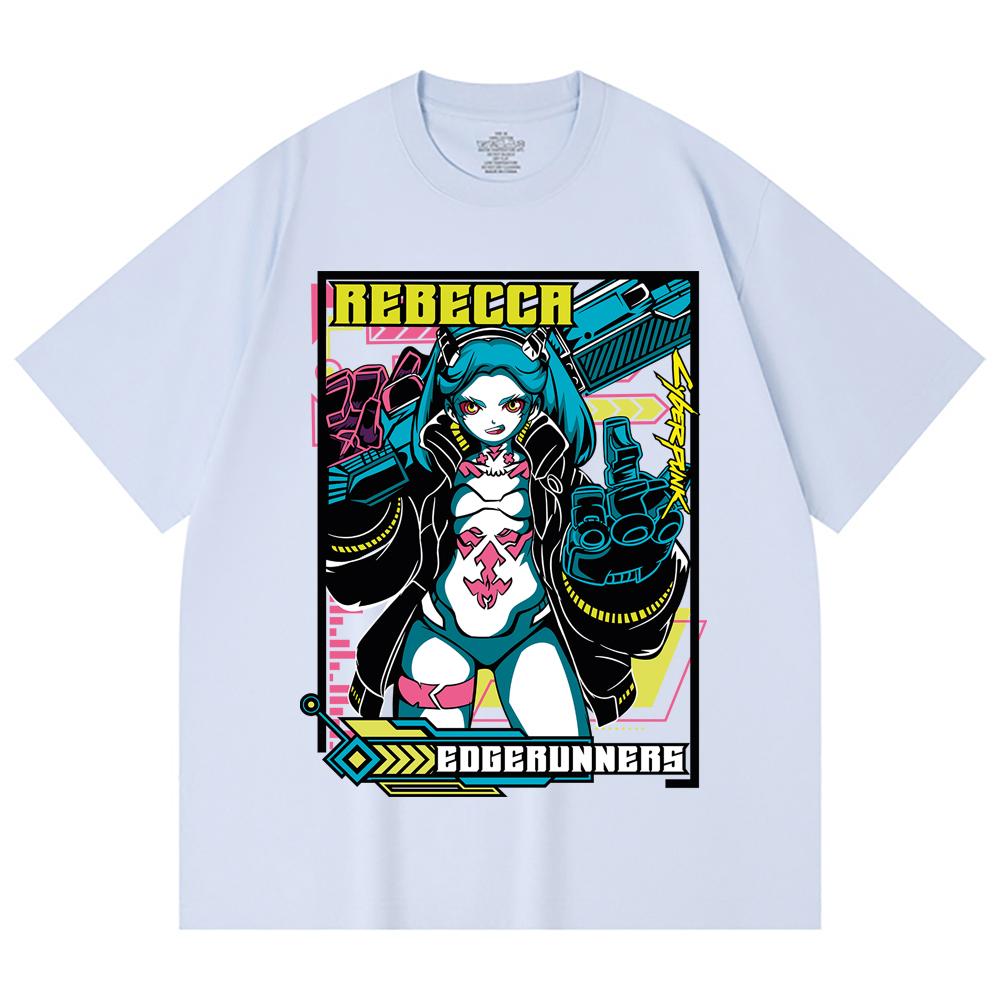 230 Gsm 100% Cotton Cyberpunk V9 Rebecca Print Unisex Heavy Cotton T Shirt