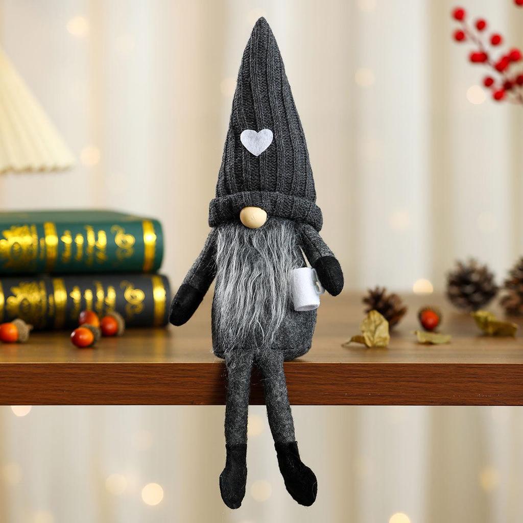 Faceless Knitted Doll with Hanging Legs - Christmas Ornament for Home Decor