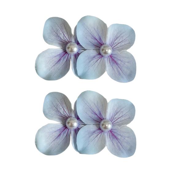 2 Stück Sommer-Haarnadel Farbverlauf Hortensie Doppelblüten-Design Imitation Perlenverzierung Haarspange Pony Seitenhaar Sommer-Haarschmuck