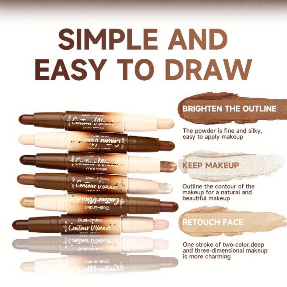2v1 Oboustranná konturovací tyčinka Krémová konturovací a rozjasňující tyčinka pro modelování obličeje, Korektor, Definice V-tvaru, Dlouhotrvající make-up
