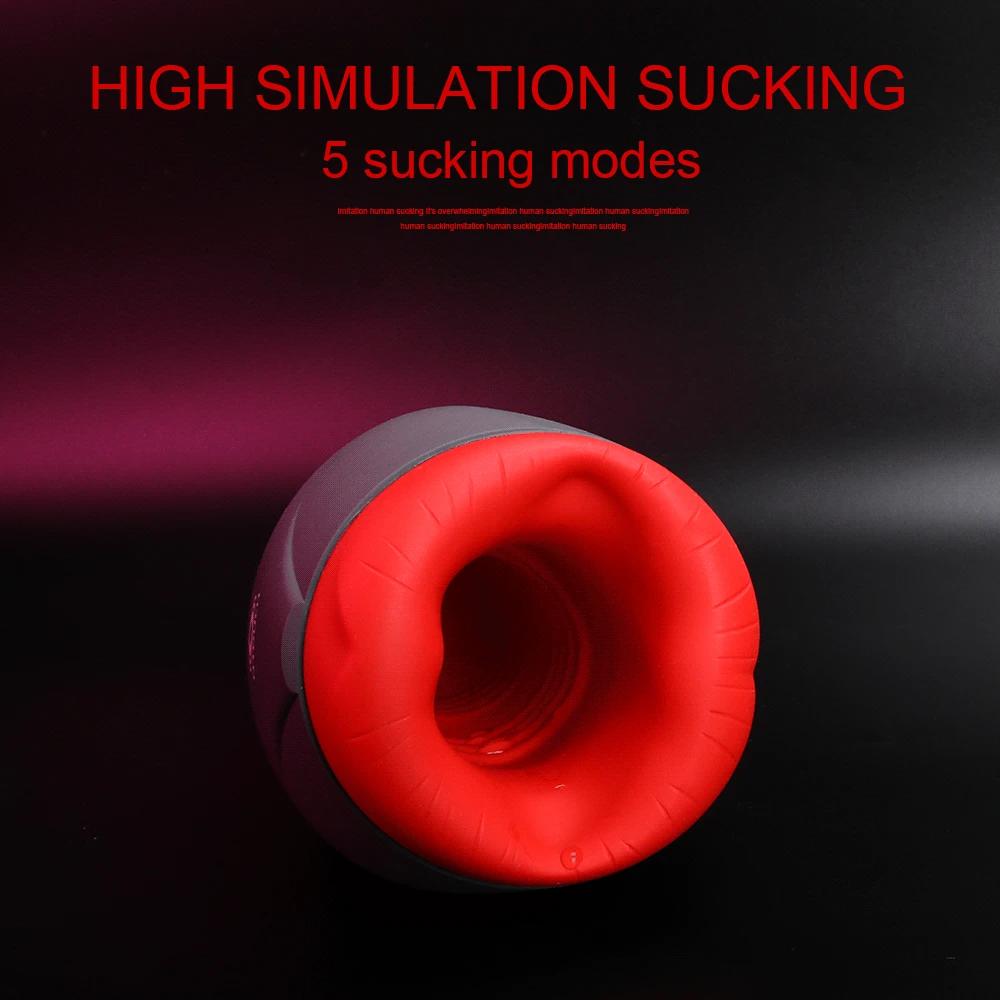 Ny kraftig mannlig onanienhet for å forlenge gleden 6 orgasmemoduser Vibrator Automatisk oppvarming av skjeden Sugende Oralsexkopp Voksenleketøy 18+