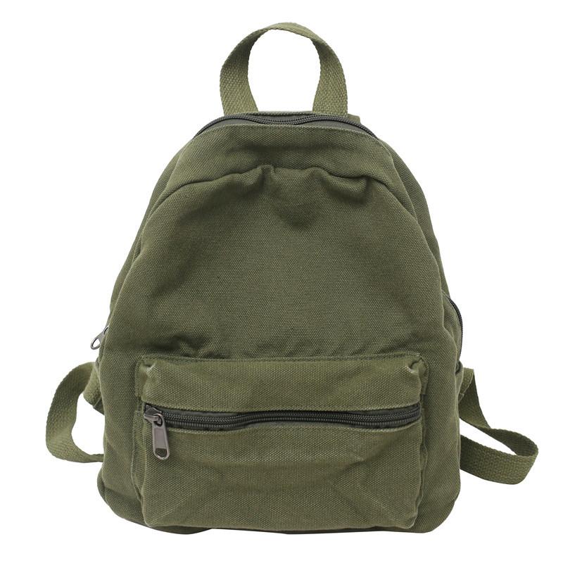 Schoolbag Fashion New Casual Solid Color Schoolbag Female Retro College Student Ins Backpack Travel Washed Canvas Small Backpack