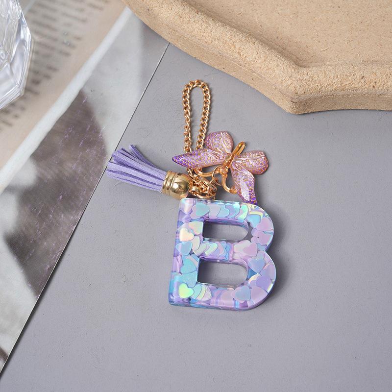 

Подвески с буквами AZ Фиолетовая бабочка Кисточка Инициал Брелок Сумка Подвеска Персонализированные Подвески Цепочка для стакана с водой Аксессуары B