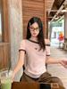 Slant Shoulder Short-sleeved T-shirt Women's Summer New Korean Slim-fitting and Thin Chic Design Great-looking Off-the-shoulder Top