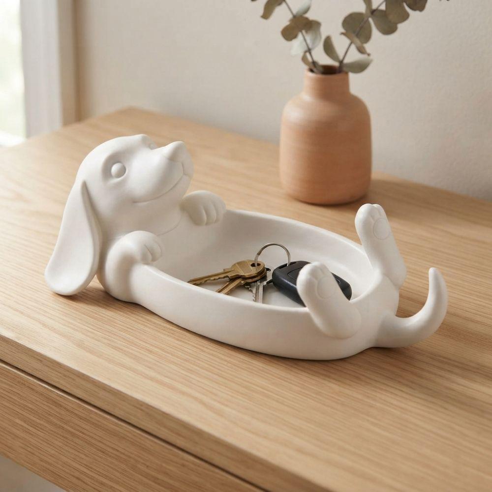 Cute Dachshund Storage Tray 3D Printed Key Holder Multi-functional Jewelry Storage Tray Home Decor