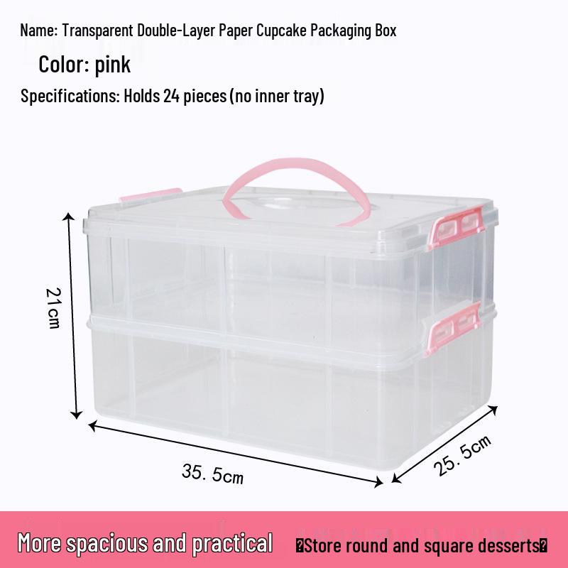 Transparent Cupcake Muffin Transport Box with Handle