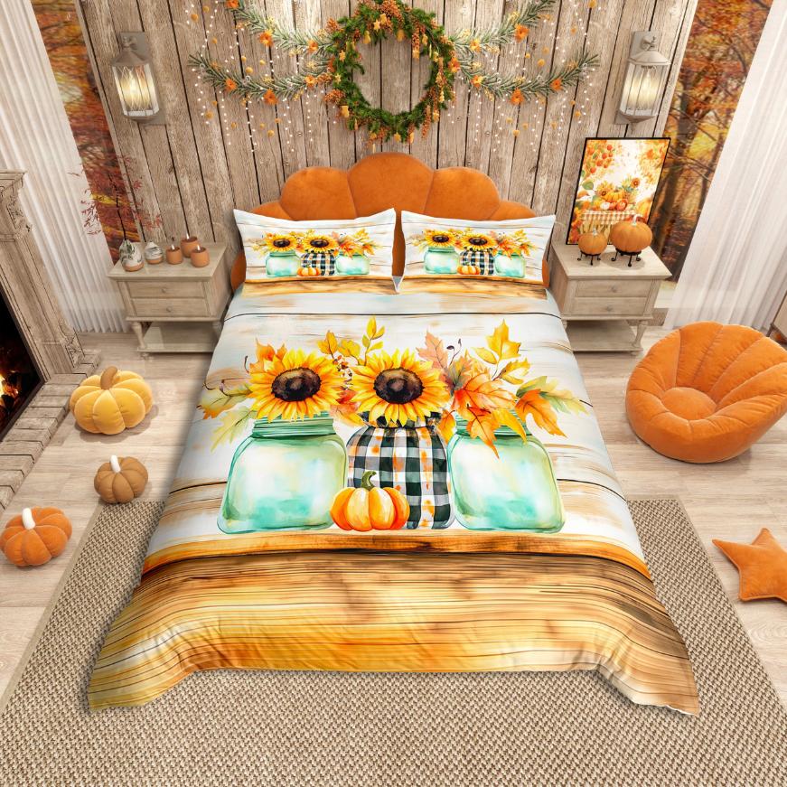 

Comforter Homewish Happy Fall Rustic Pumpkin Maples Bedding Setpet Dogs Bed Set For Childrenbreathable Home Decor Comforter (quilt)-EU Single(135*200cm)3pcs