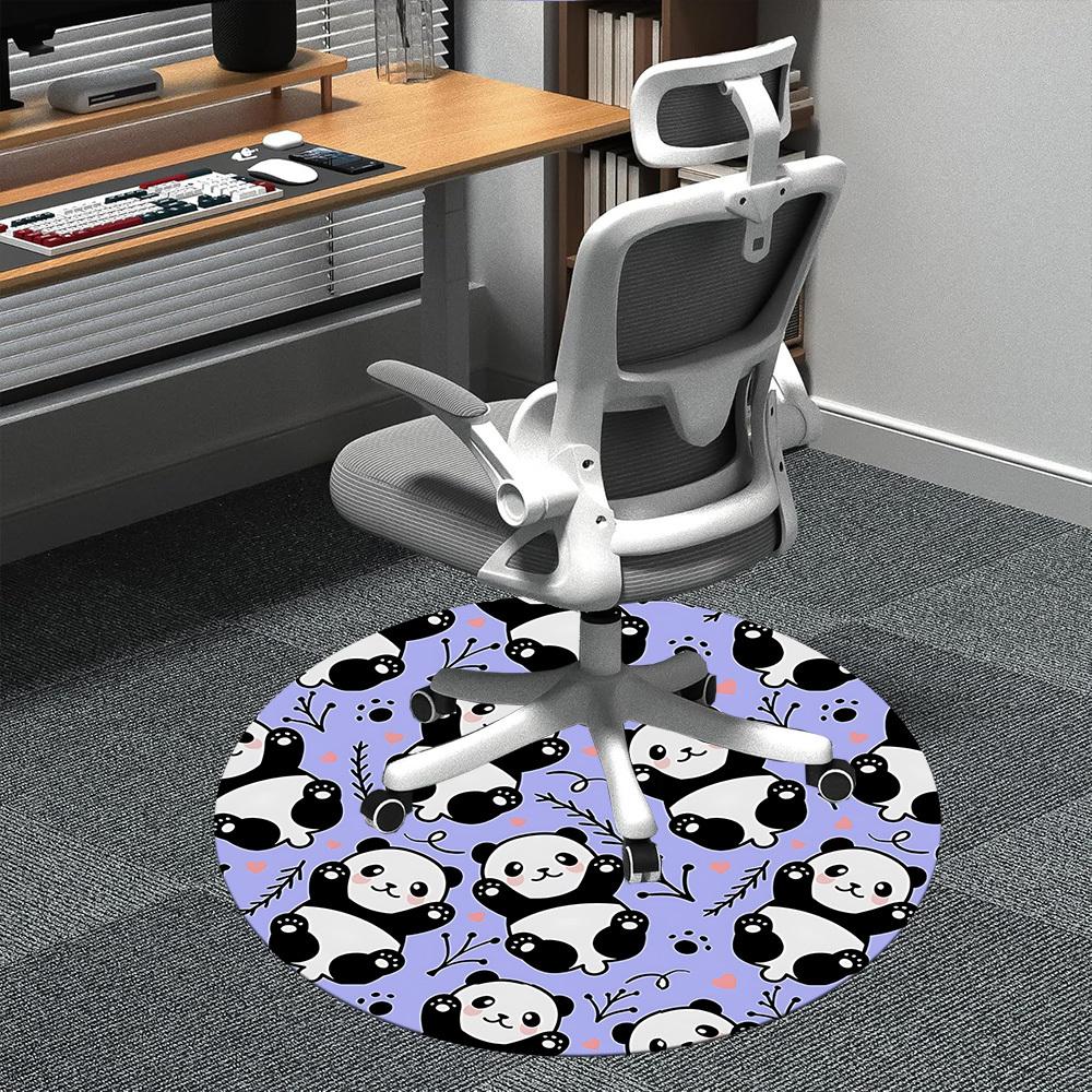 1PC Panda Pattern Office Round Area Rug, Mat Suitable ForOffice, Under Office Chairs Bedroom Living Room Home Decor, Room Deco