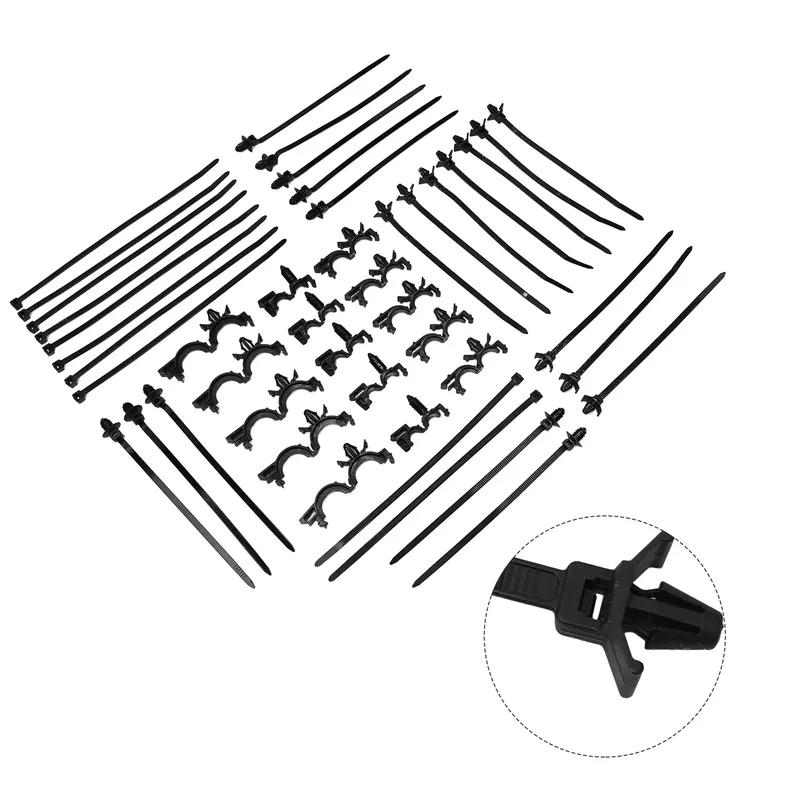 Efficient Wire Routing With Push Mount Cable Zip Ties 45Pcs Set With Wire Harness Clips Suitable For Indoor And Outdoor Use