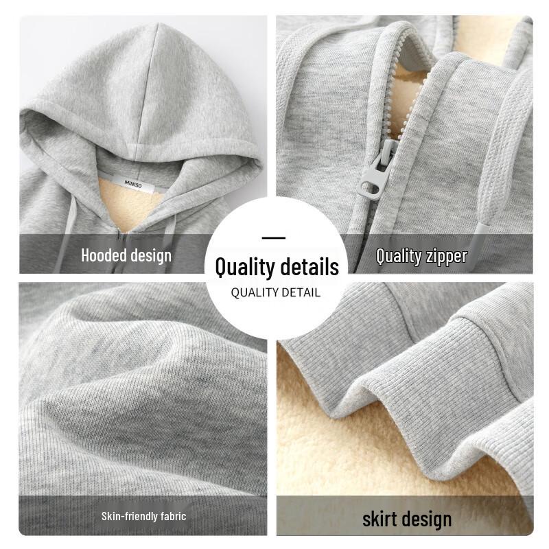 MINISO Men's Winter Fleece Hooded Cardigan Jacket