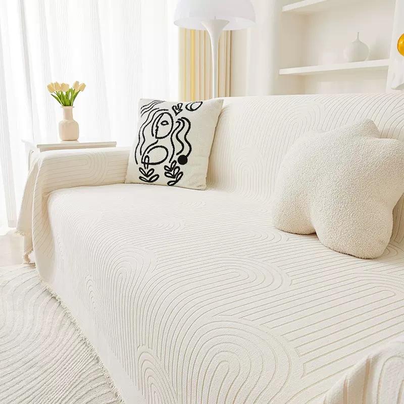 Ins Style Cream Color Sofa Cover Chenille Sofa Towel Four Seasons Universal Anti-Scratching Sofa Cover Sofa Cover