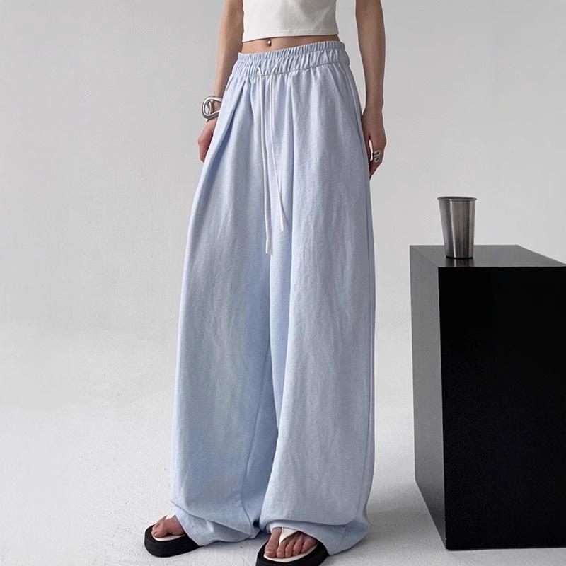 Women's Autumn 2025 High-Waist Wide-Leg Pants - White, Draped, Loose-Fit, Lightweight Yamamoto Style