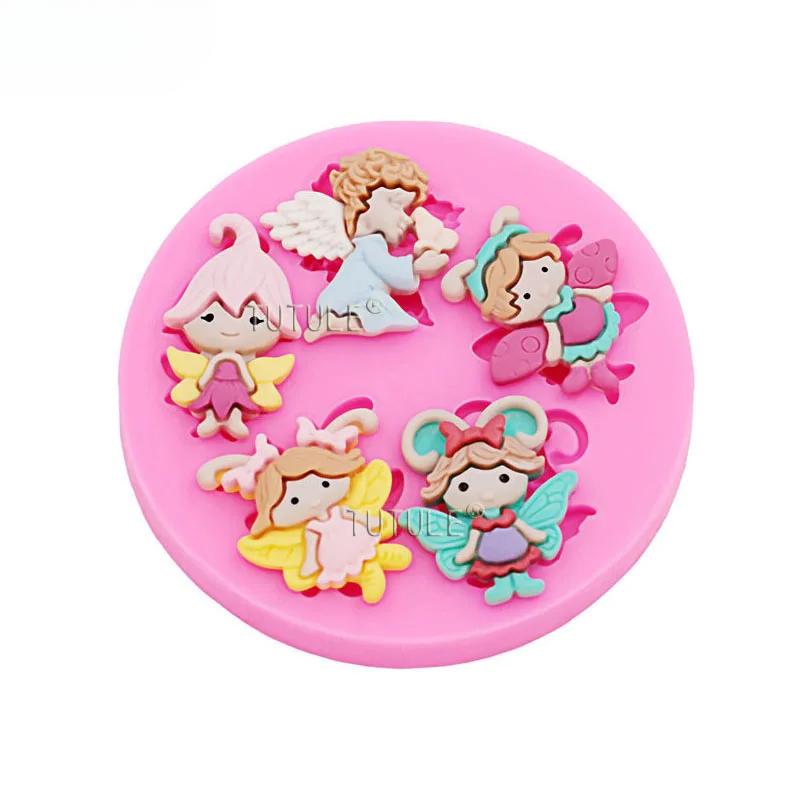 Little Angelflower Fairy Butterfly Girl Accessories Material Moldepoxy Clay Polymer Cake Chocolate Food Grade Silicone Mold