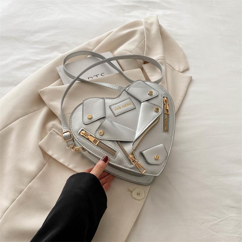 Chic Heart-shaped Shoulder Bag Stylish 2024 Korean Fashion Pu Material For Trendy Girls