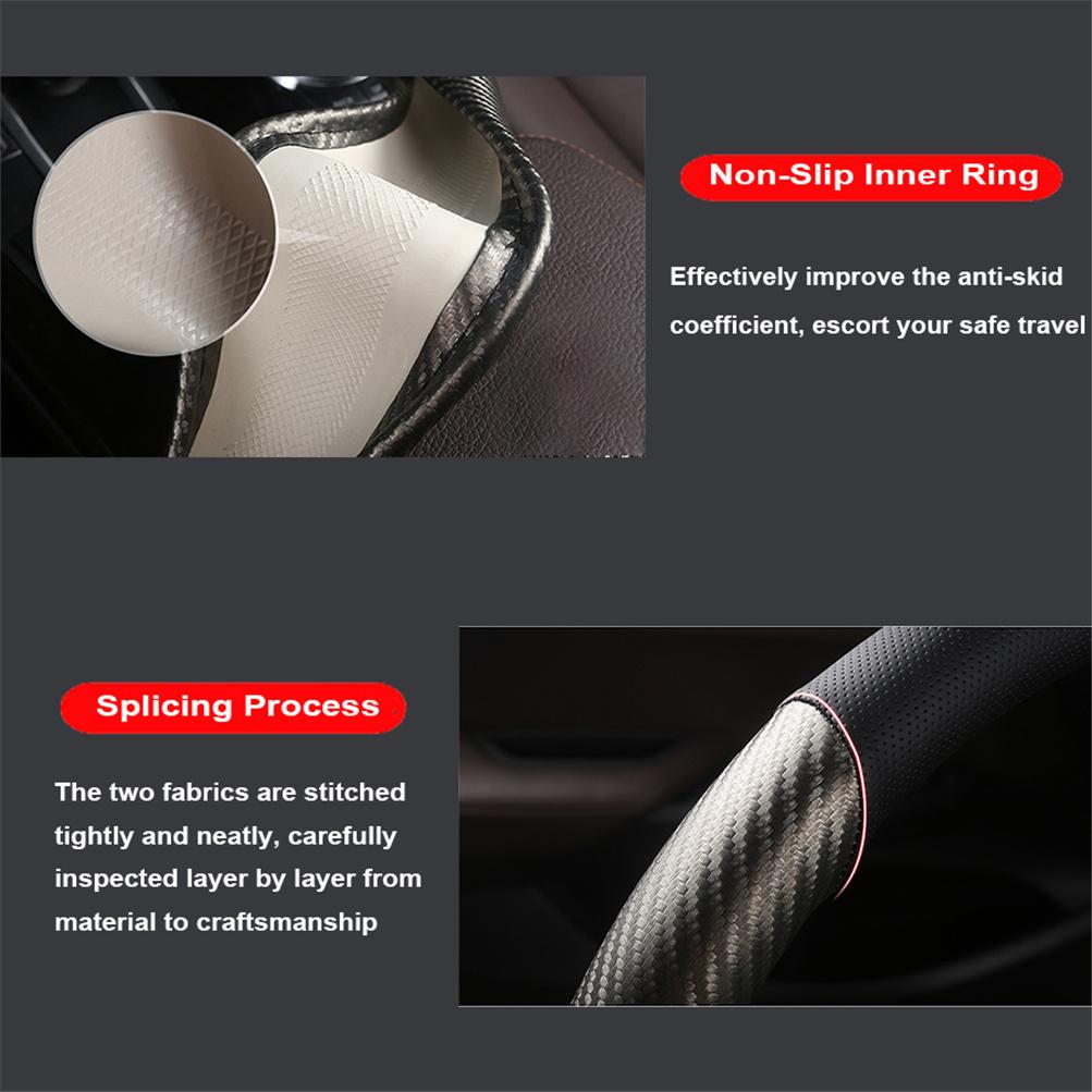 Carbon Fiber Leather Steering Wheel Cover  Breathable Non-slip Interior Accessories 38cm for BMW F30 F31 F07 F10 E90 E91 E92 E87