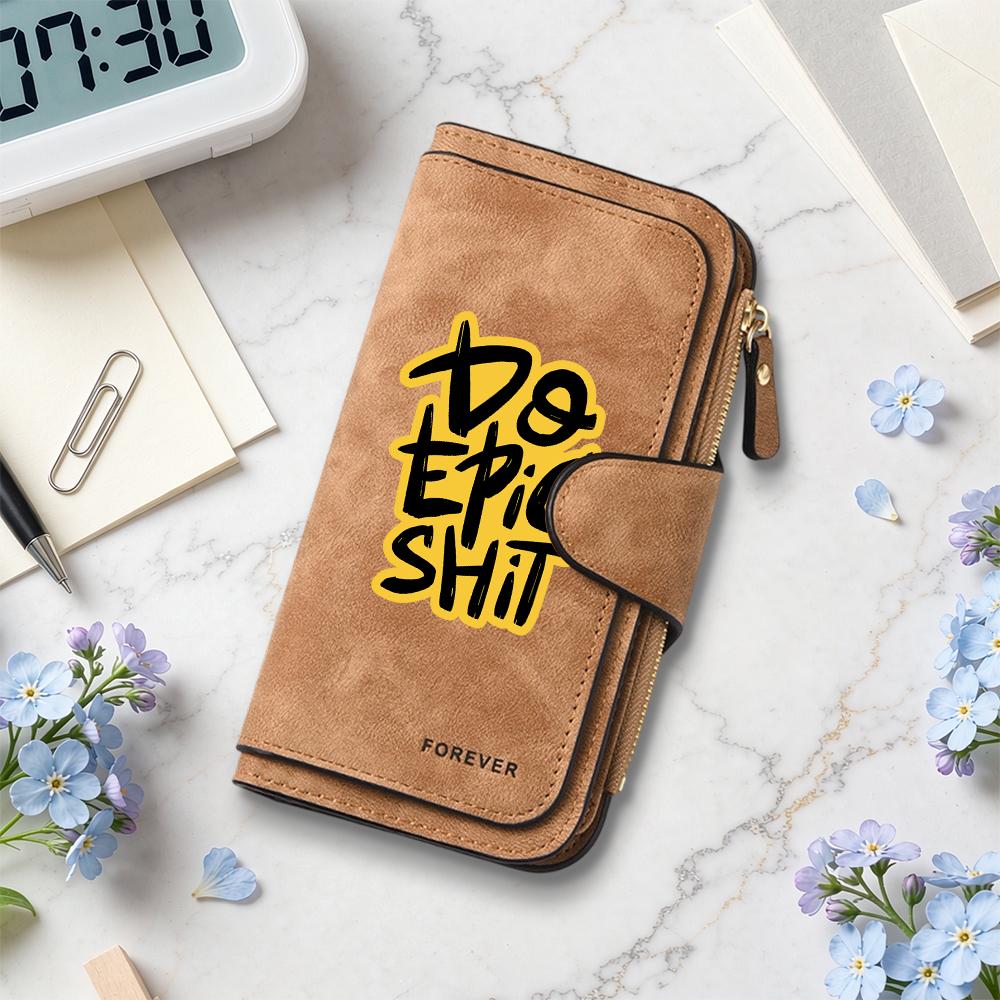 Stylish Print Long Wallet Durable Daily Use Slim Card Holder Trendy Casual Purses