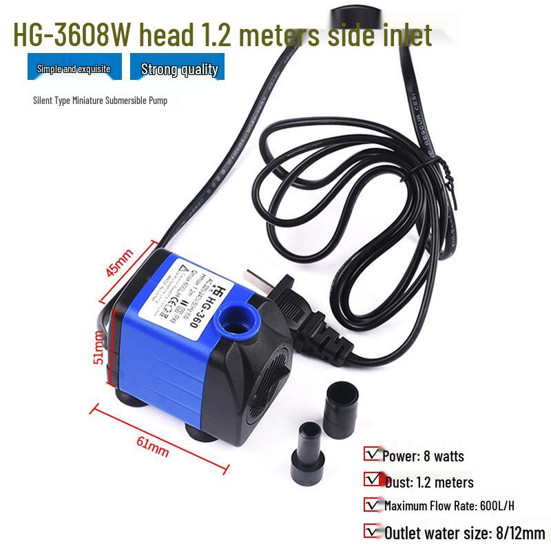 Leise 220V Mini-Tauchpumpe für Aquarium, Aquarium, Springbrunnen, Bonsai, mit Mikro-Umwälzung und Felsfilter.