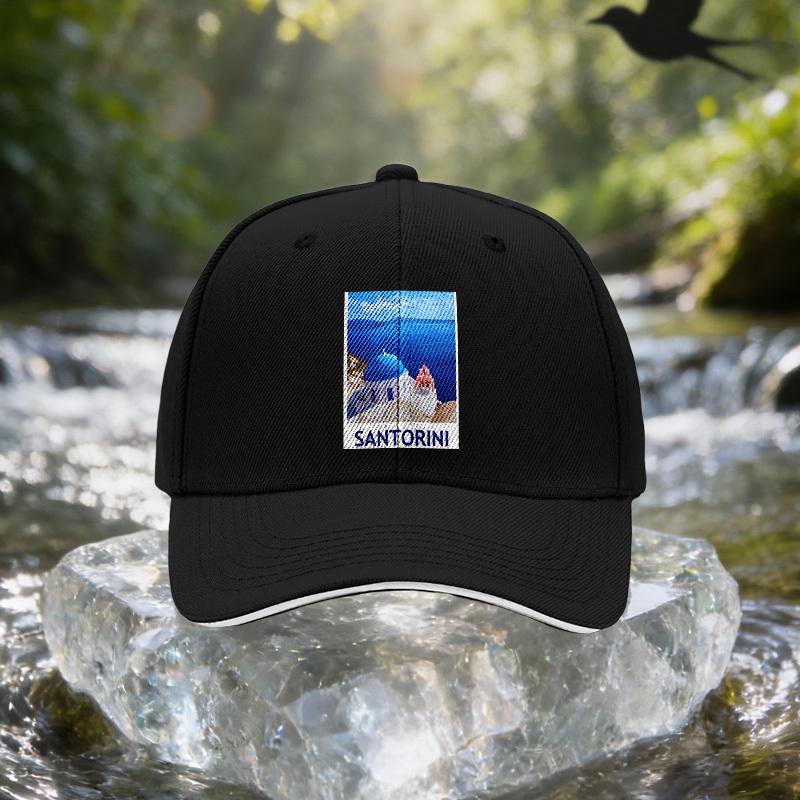 Santorini Greece Baseball Cap Suitable for Travel Lightweight Adjustable Unisex Hat with Iconic BlueDomed Church Greek Scener