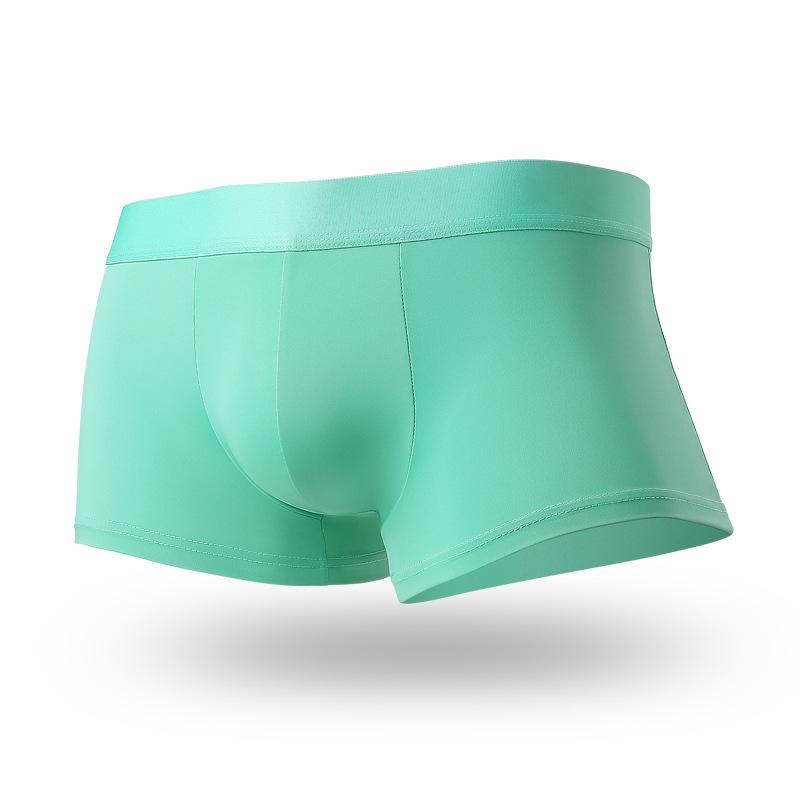 Men's Spring and Summer Solid Color Ice Silk 10A Antibacterial Double-layer Inner Breathable Briefs