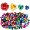 50/100pcs Aluminum Rose Flower Metal Mixed Color Flowers For Wedding Party DIY Jewelry Making Crafts Earring Headwear Decoration