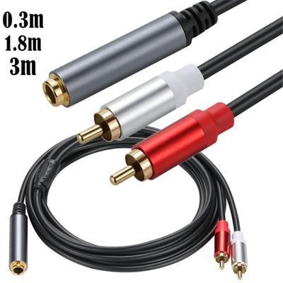 Câble Y Splitter 6,35 mm vers 2 RCA Plaqué Or 6,35 mm (1 / 4inch) Adaptateur d'extension Y Splitter Stéréo Femelle vers 2 RCA Mâle