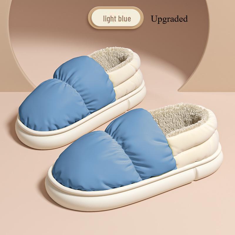 

Men s and Women s Winter Waterproof Plush Cotton Slippers with Heels 44-45 (Fits 42-43) светло-синий